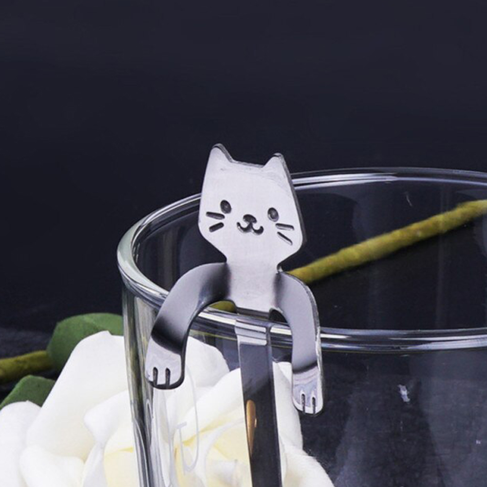 Cucharitas Plateada Gato x6unidades